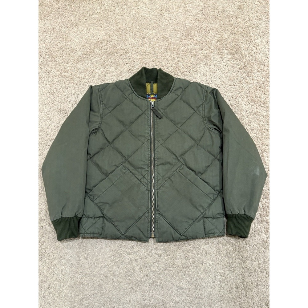 Eddie Bauer Down Jacket Kids Small Green 1936 Skyliner Model Bomber Quilted
